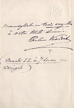 Lettre de Pauline Viardot à Martin-Pierre Marsick
